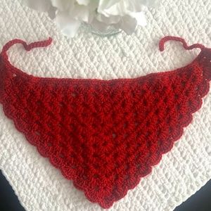 Red Crochet Triangle Bandana